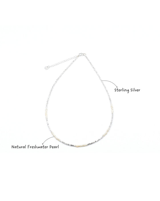 Quiet Luster Sterling Silver&Pearl Necklace