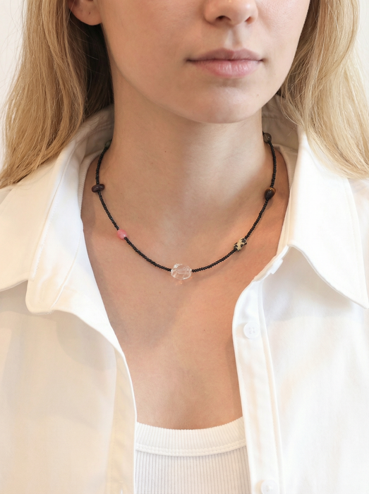 Still Moving Black Spinel Necklace