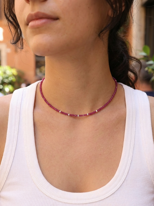Warm Bloom Red Corundum Choker