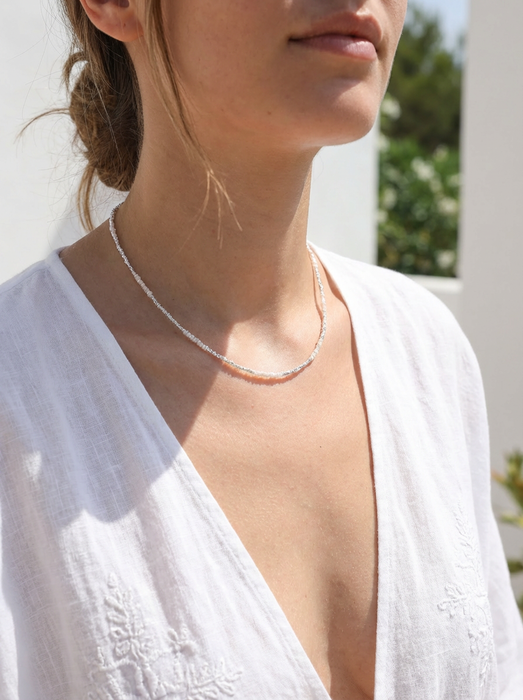 Quiet Luster Sterling Silver&Pearl Necklace