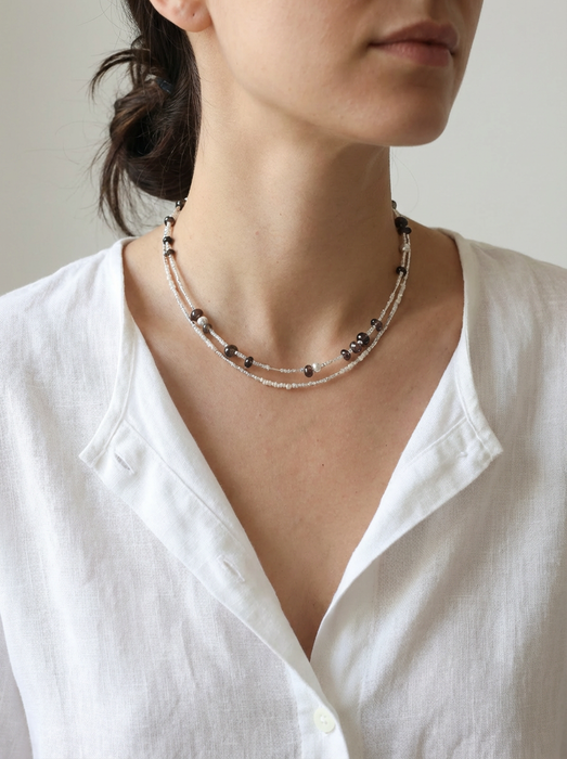 Quiet Luster Sterling Silver&Pearl Necklace